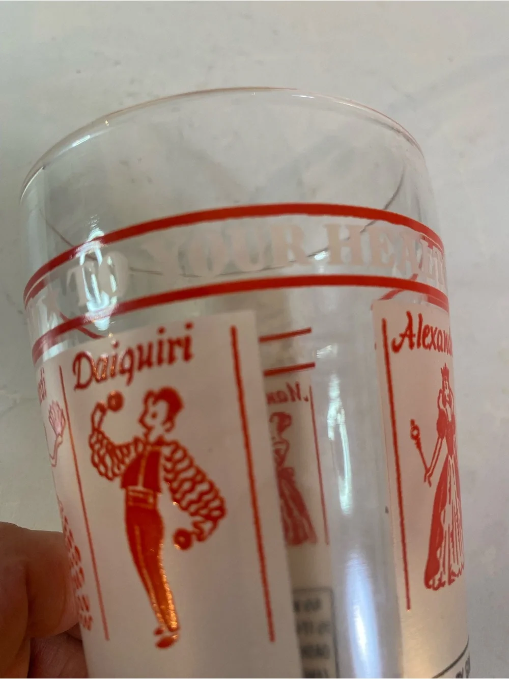 Vintage Mid-Century 'Salute to Your Health' Recipe Frosted Glass Cocktail Shaker